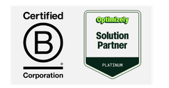 Website footer badges B Corp and Optimizely